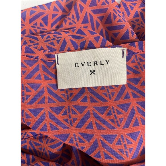Everly Sheer Sleeveless Blouse S Purple Orange Geometric Print  Lightweight Top - Picture 7 of 8